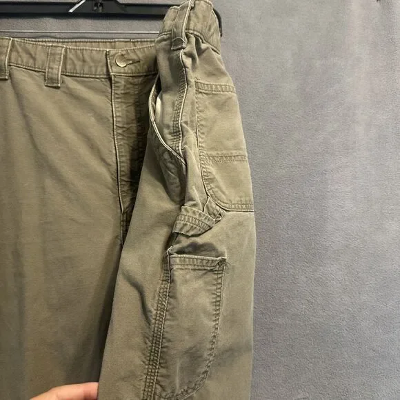 Carhartt Carpenter Canvas Work Pants Dungaree Fit B151 LBR Mens 44x32 Brown - Picture 8 of 10